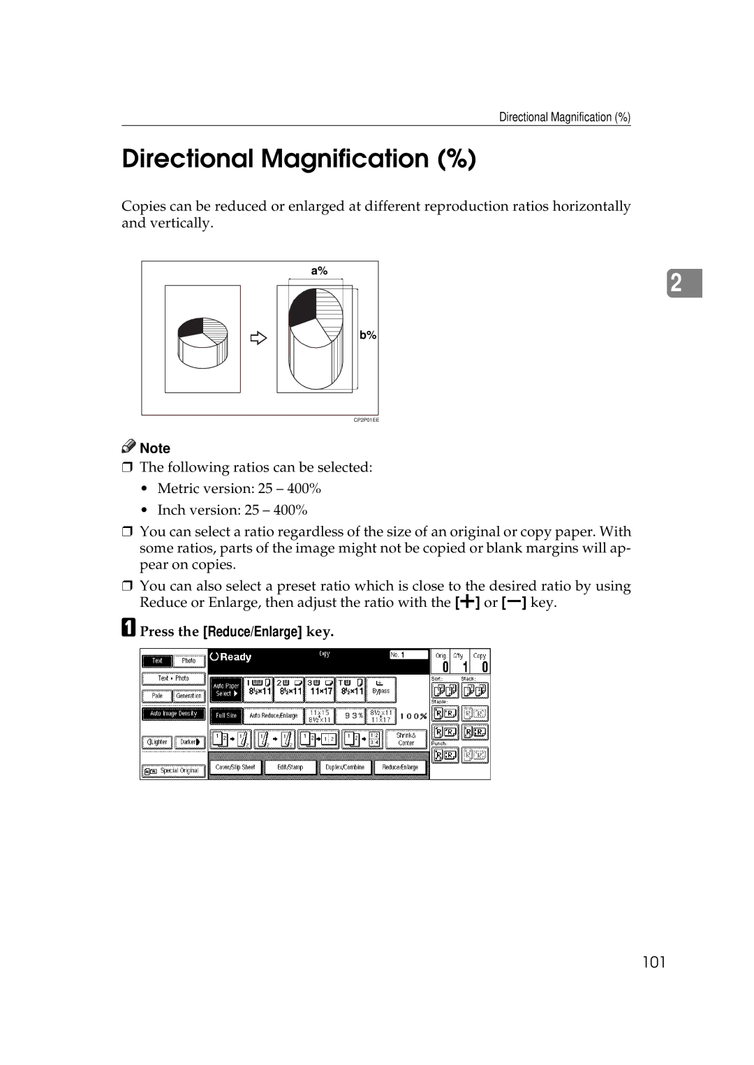 Ricoh 700, 551 manual Directional Magnification %, 101 