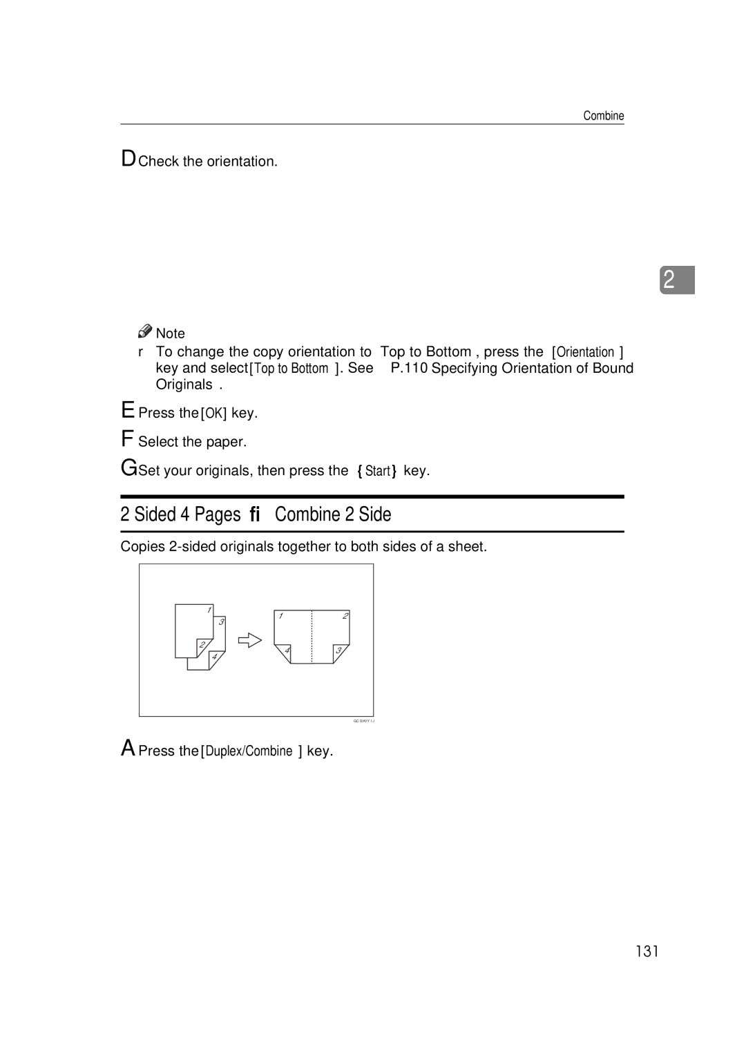 Ricoh 700, 551 manual Sided 4 Pages → Combine 2 Side, 131 