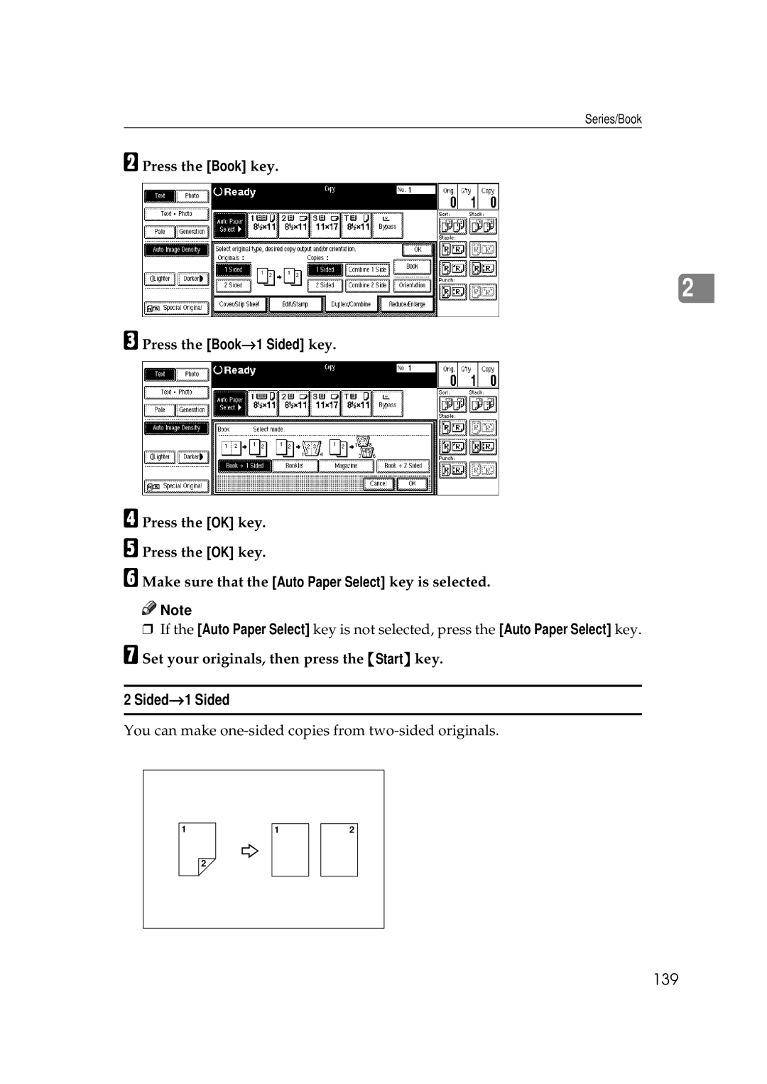 Ricoh 700, 551 manual Sided→1 Sided, 139 