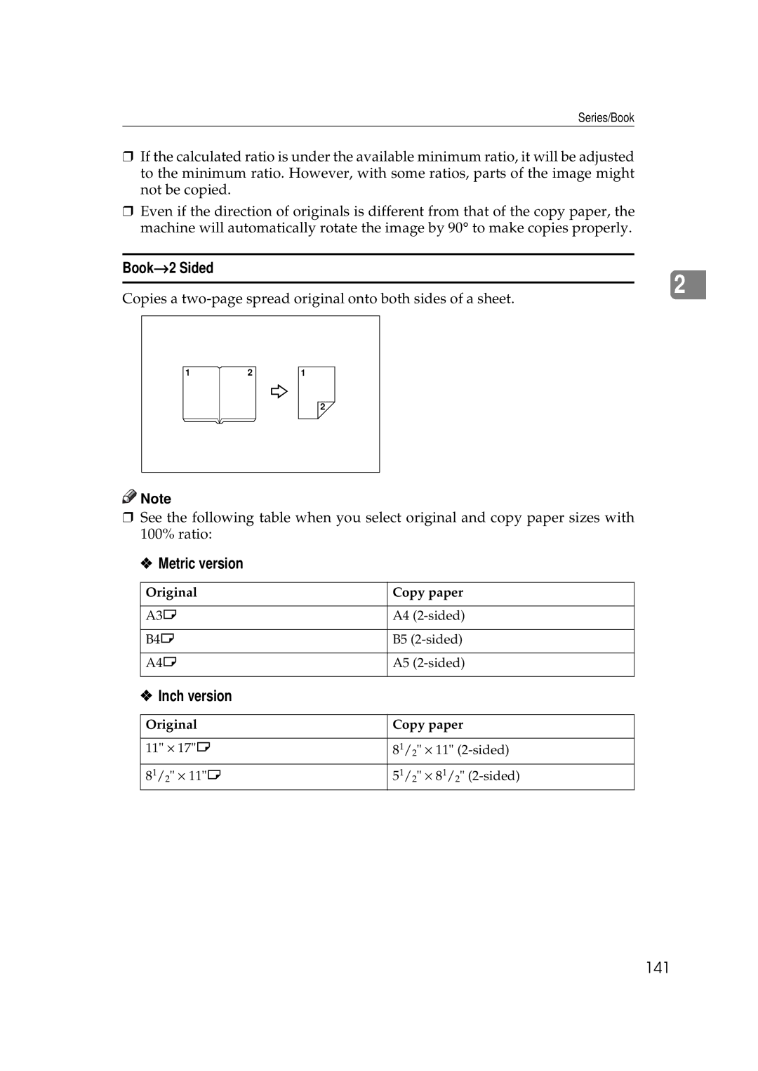 Ricoh 700, 551 manual Book→2 Sided, 141 
