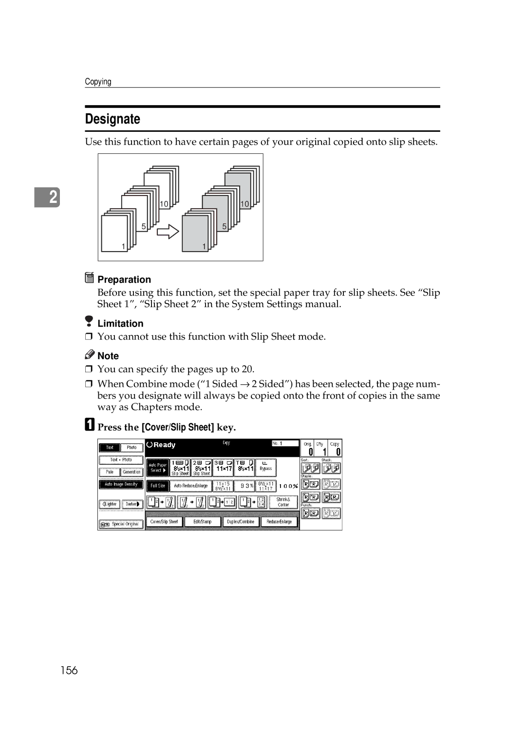 Ricoh 551, 700 manual Designate, 156 