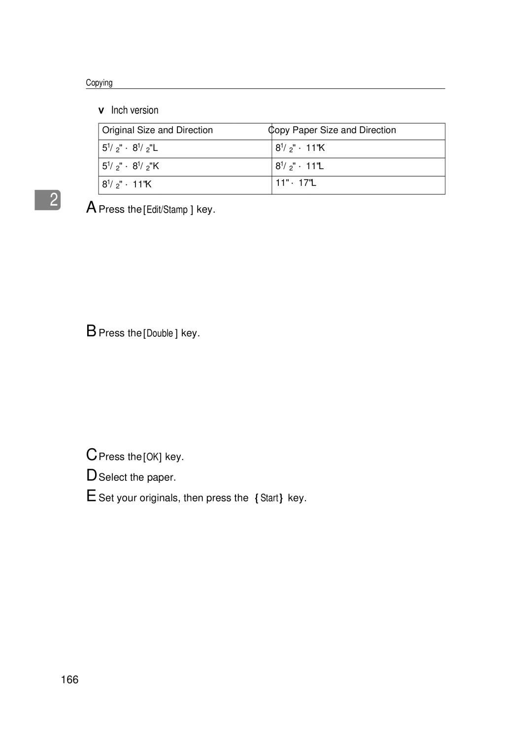 Ricoh 551, 700 manual Inch version, 166 