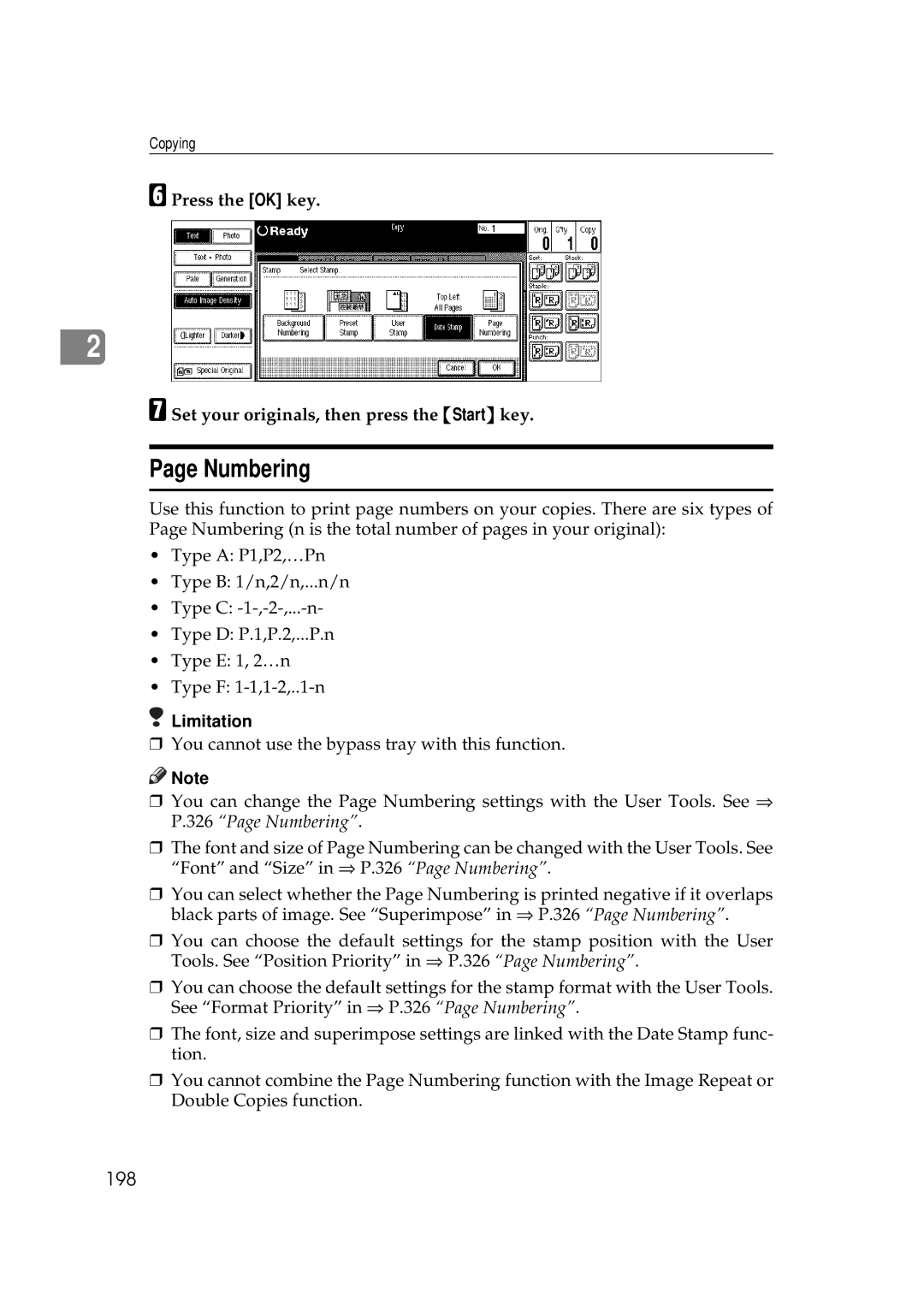 Ricoh 551, 700 manual Numbering, 198 