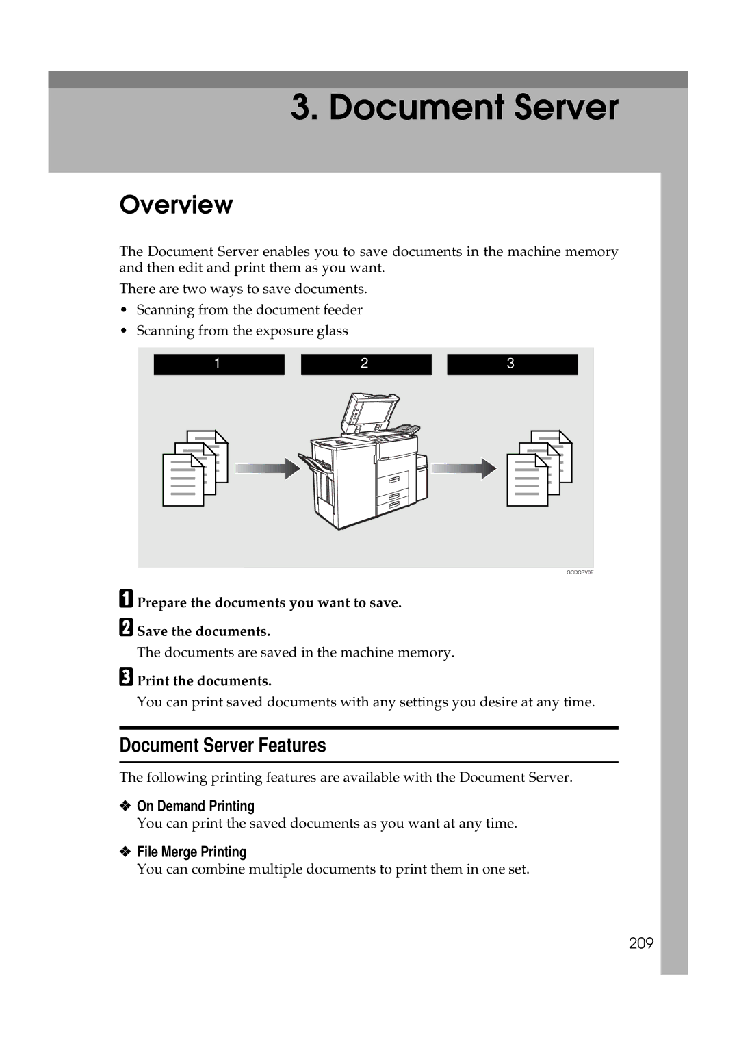 Ricoh 700, 551 manual Overview, Document Server Features, On Demand Printing, File Merge Printing, 209 