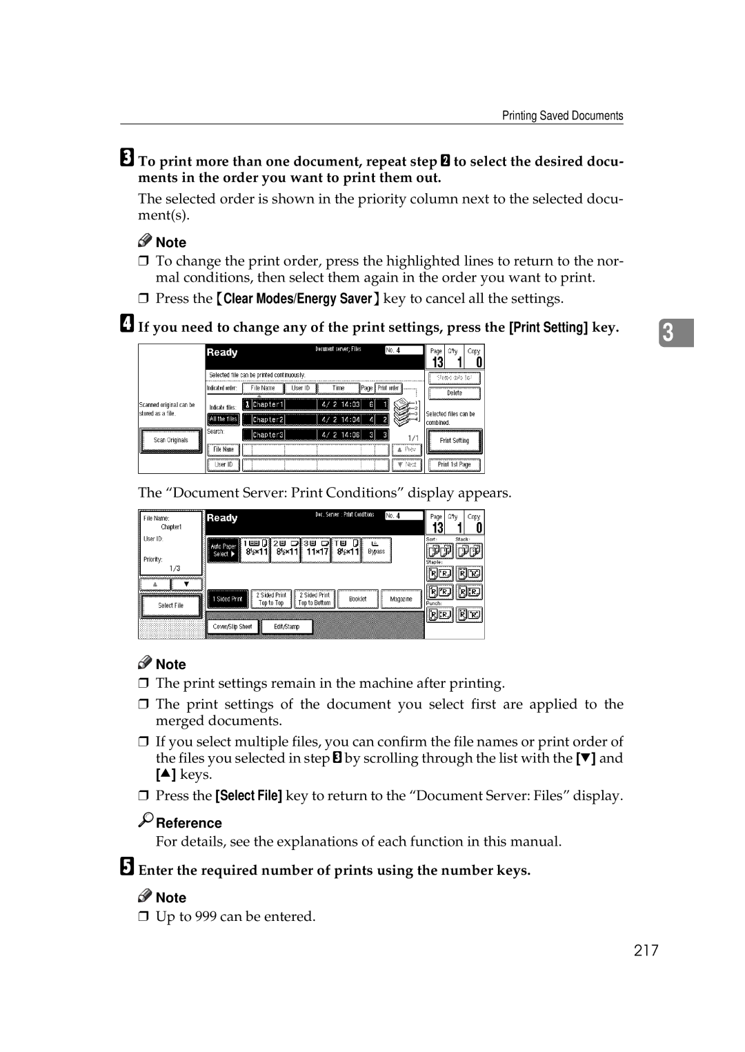 Ricoh 700, 551 manual 217, Enter the required number of prints using the number keys 