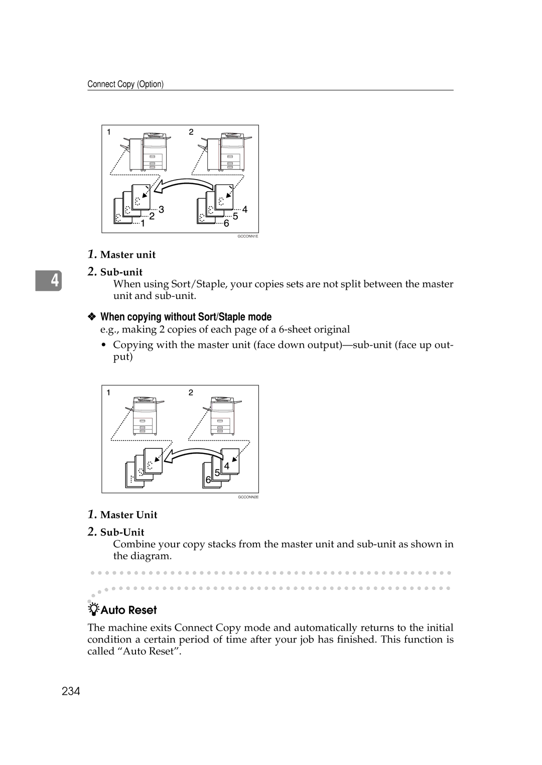 Ricoh 551, 700 manual When copying without Sort/Staple mode, 234, Master unit 