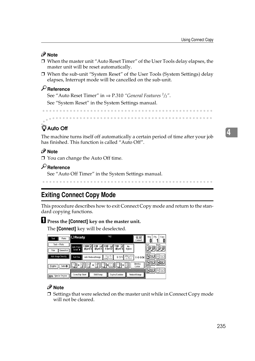 Ricoh 700, 551 manual Exiting Connect Copy Mode, 235 