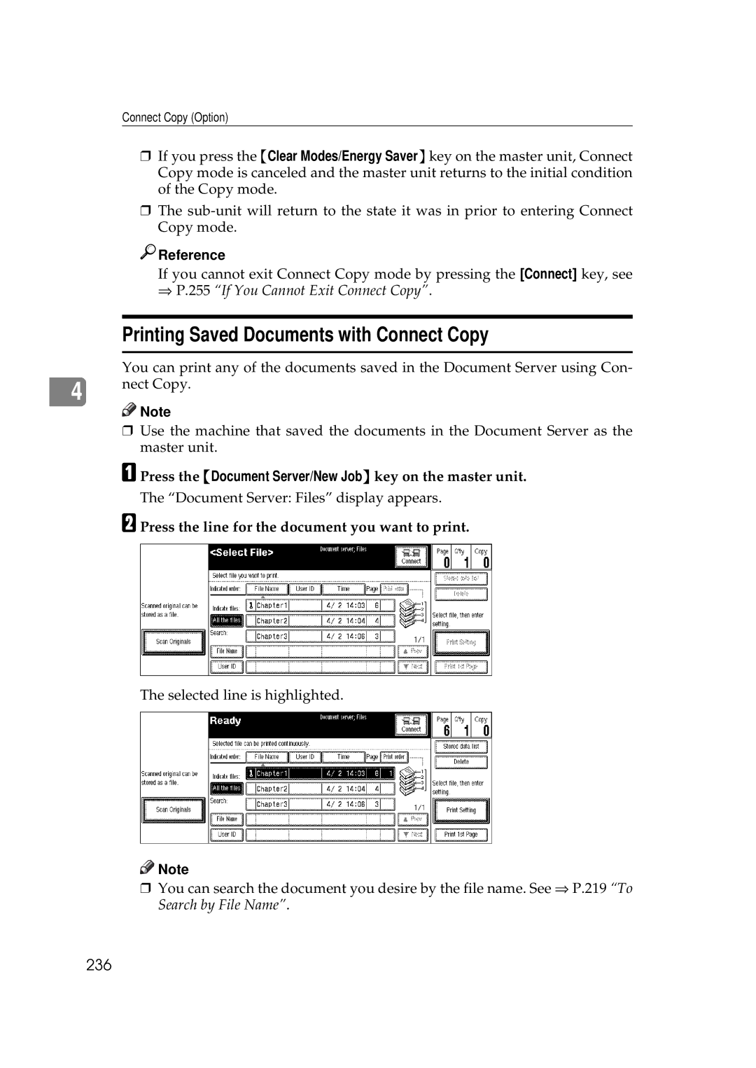 Ricoh 551, 700 manual Printing Saved Documents with Connect Copy, 236 