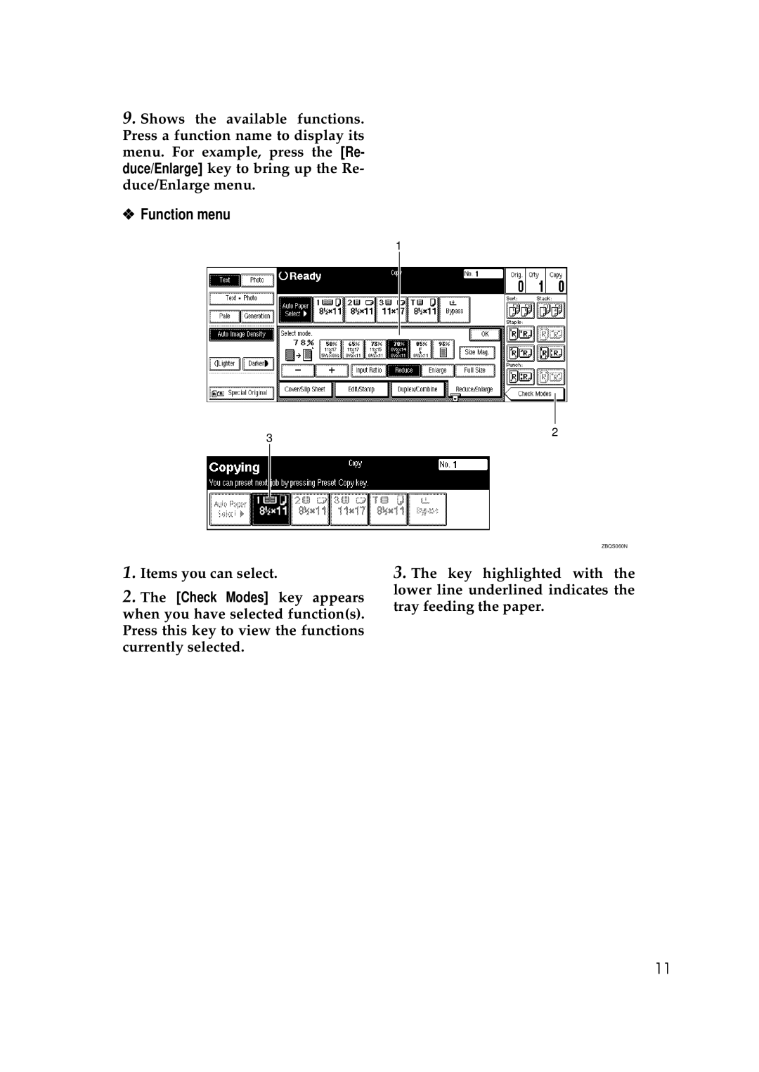 Ricoh 700, 551 manual Function menu 