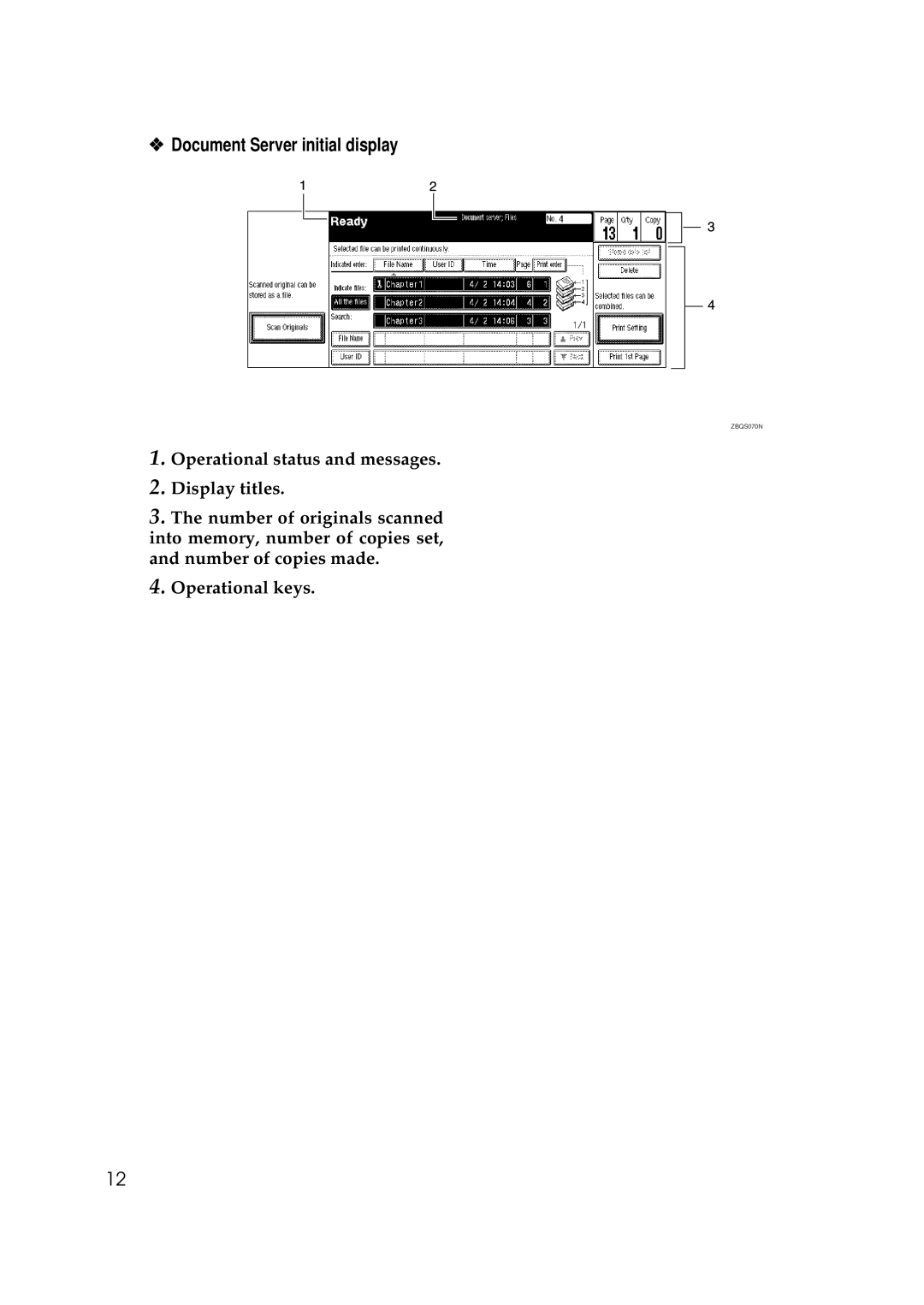 Ricoh 551, 700 manual Document Server initial display 