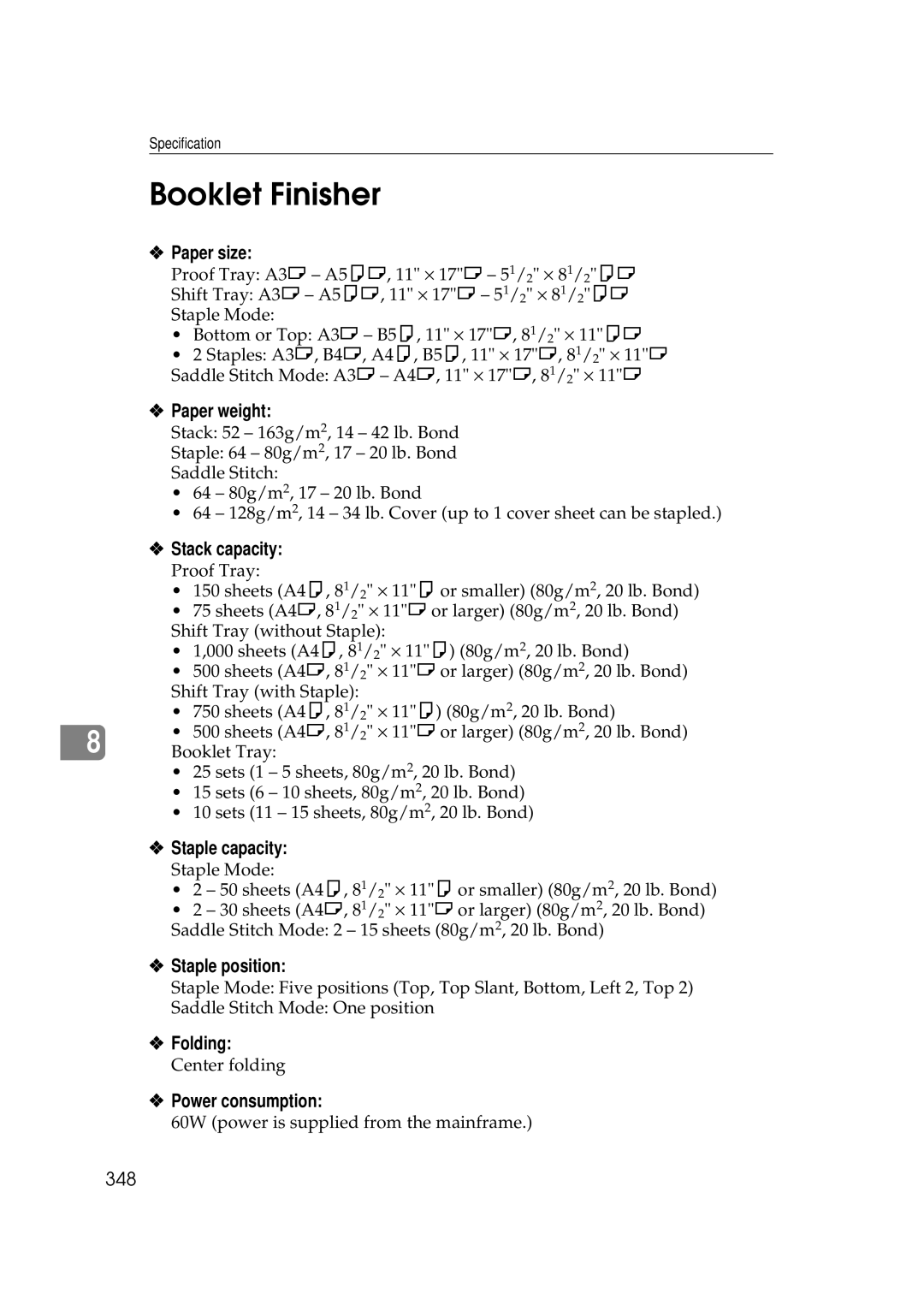 Ricoh 551, 700 manual Booklet Finisher, Folding, 348 