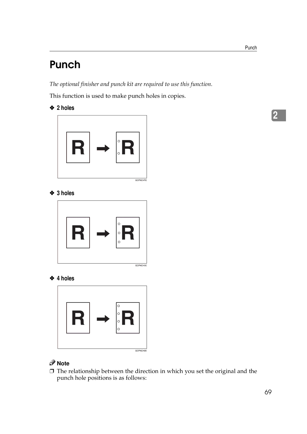 Ricoh 700, 551 manual Punch, Holes 