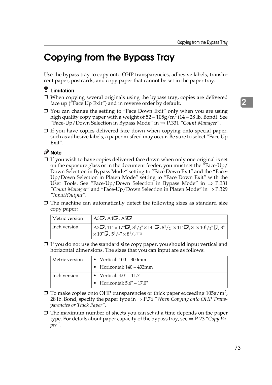 Ricoh 700, 551 manual Copying from the Bypass Tray, Input/Output 