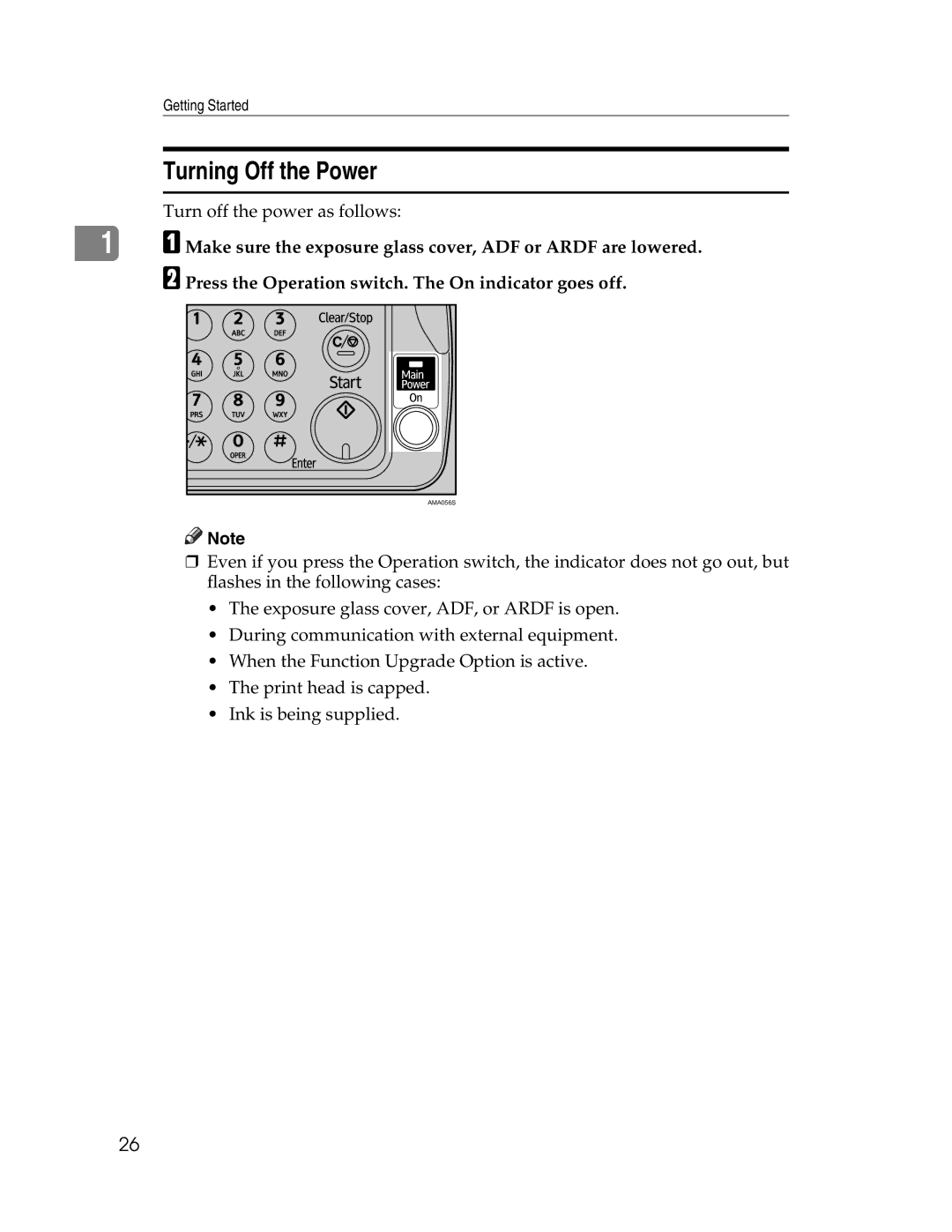 Ricoh 615C appendix Turning Off the Power 