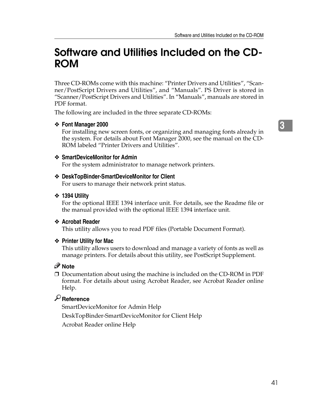 Ricoh 615C appendix Software and Utilities Included on the CD 