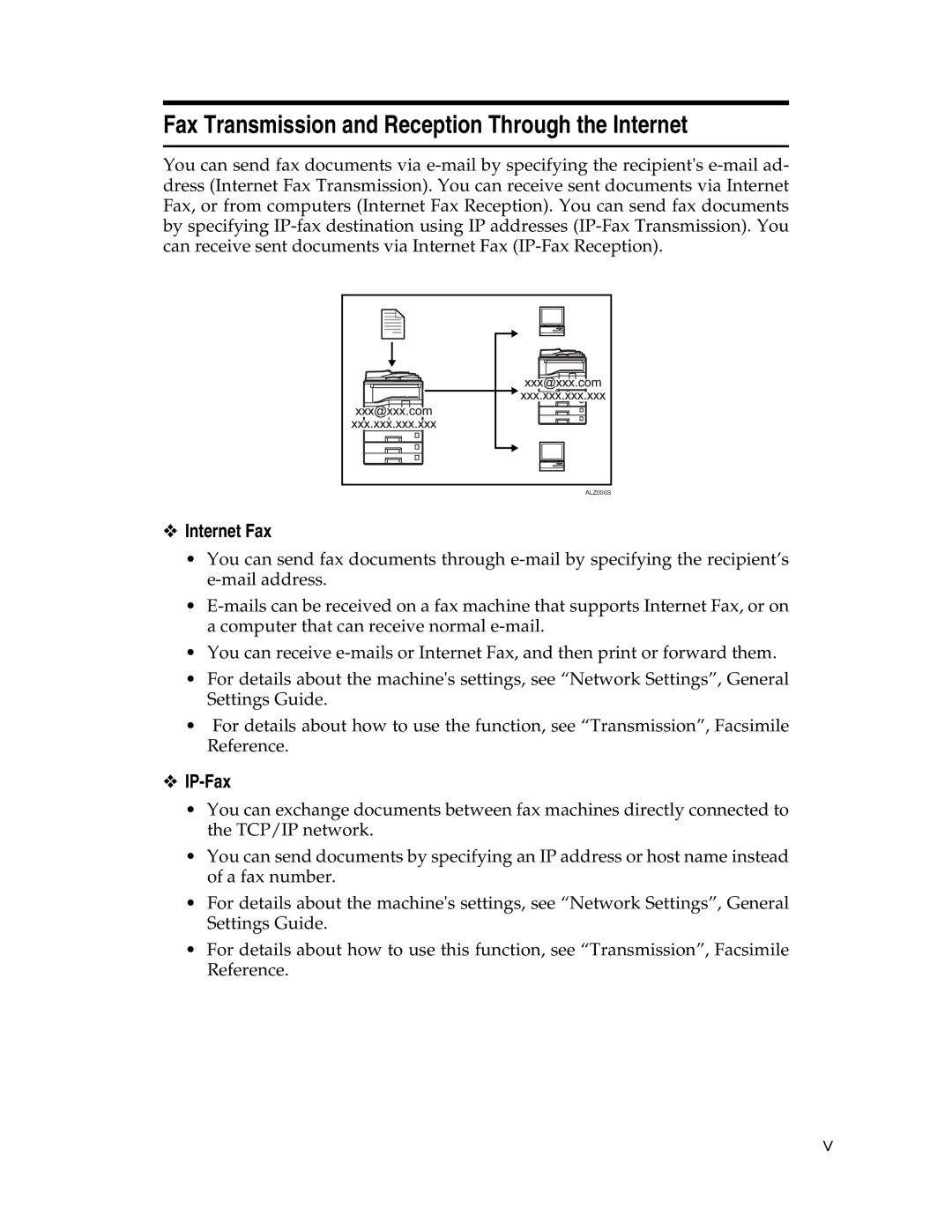 Ricoh 615C appendix Fax Transmission and Reception Through the Internet, Internet Fax, IP-Fax 