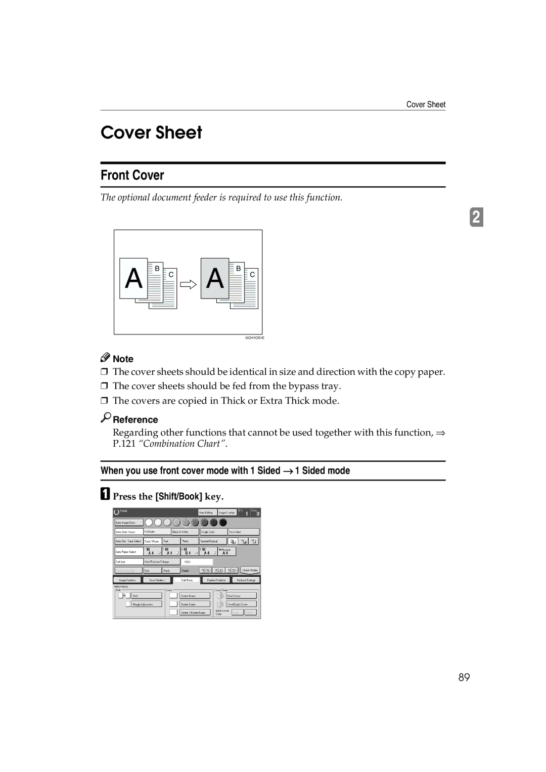 Ricoh 6513 manual Cover Sheet, Front Cover, When you use front cover mode with 1 Sided → 1 Sided mode 