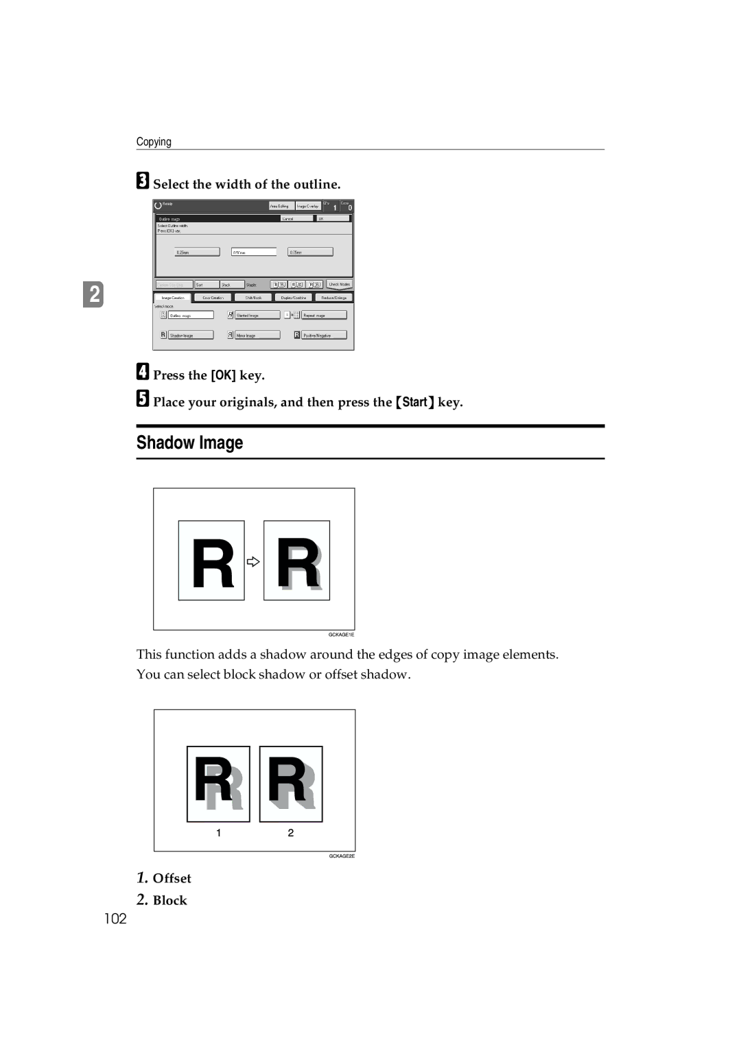 Ricoh 6513 manual Shadow Image, 102, Offset Block 