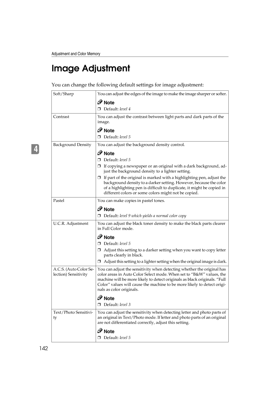 Ricoh 6513 manual Image Adjustment, 142 