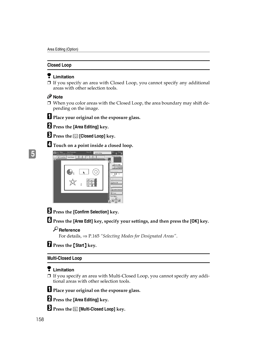 Ricoh 6513 manual Multi-Closed Loop, 158, Press the Closed Loop key 