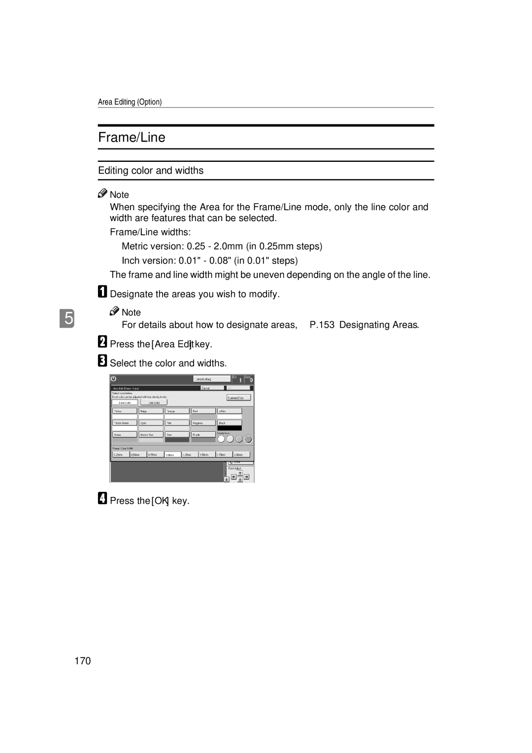 Ricoh 6513 manual Editing color and widths, 170 