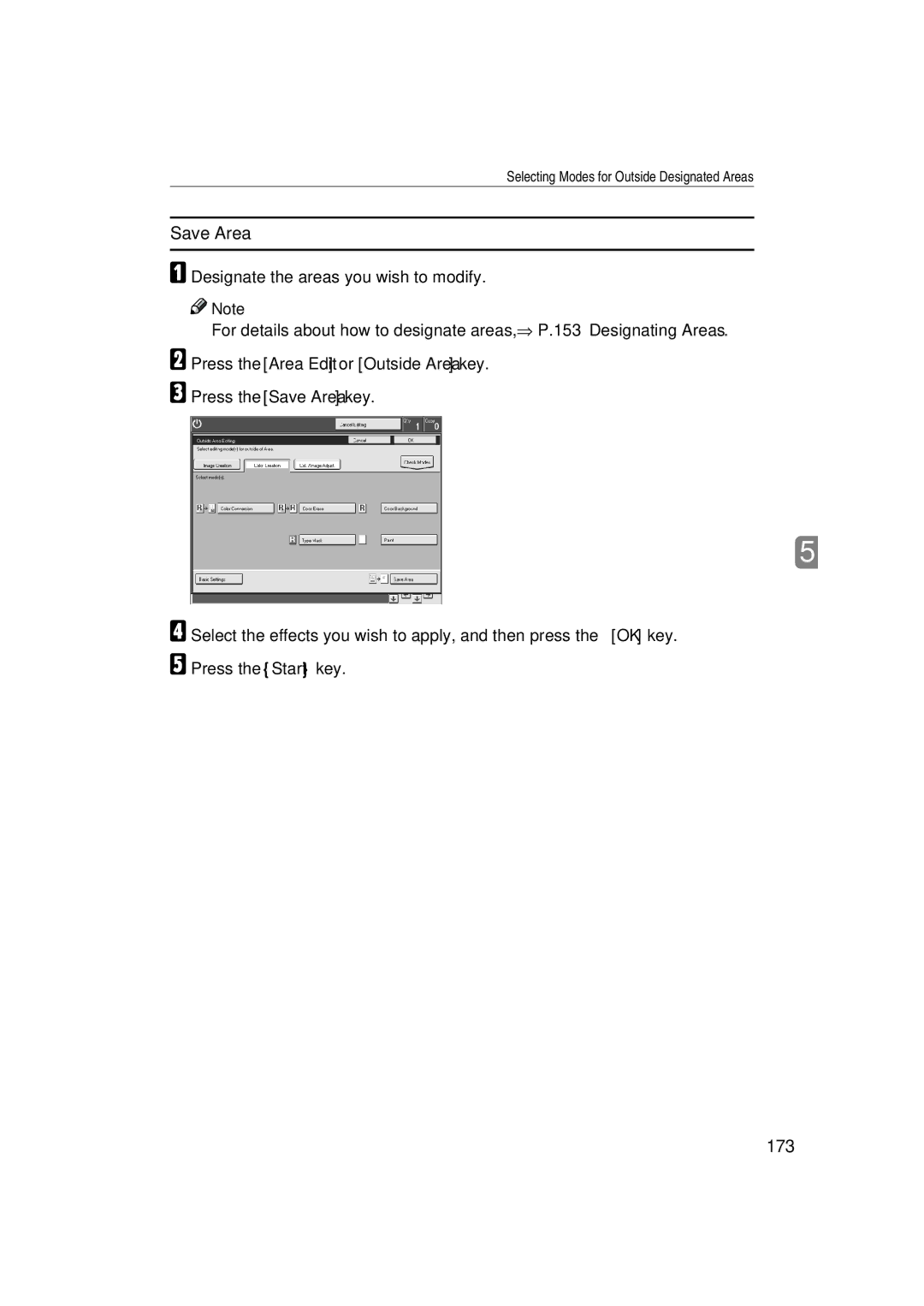 Ricoh 6513 manual Save Area, 173 