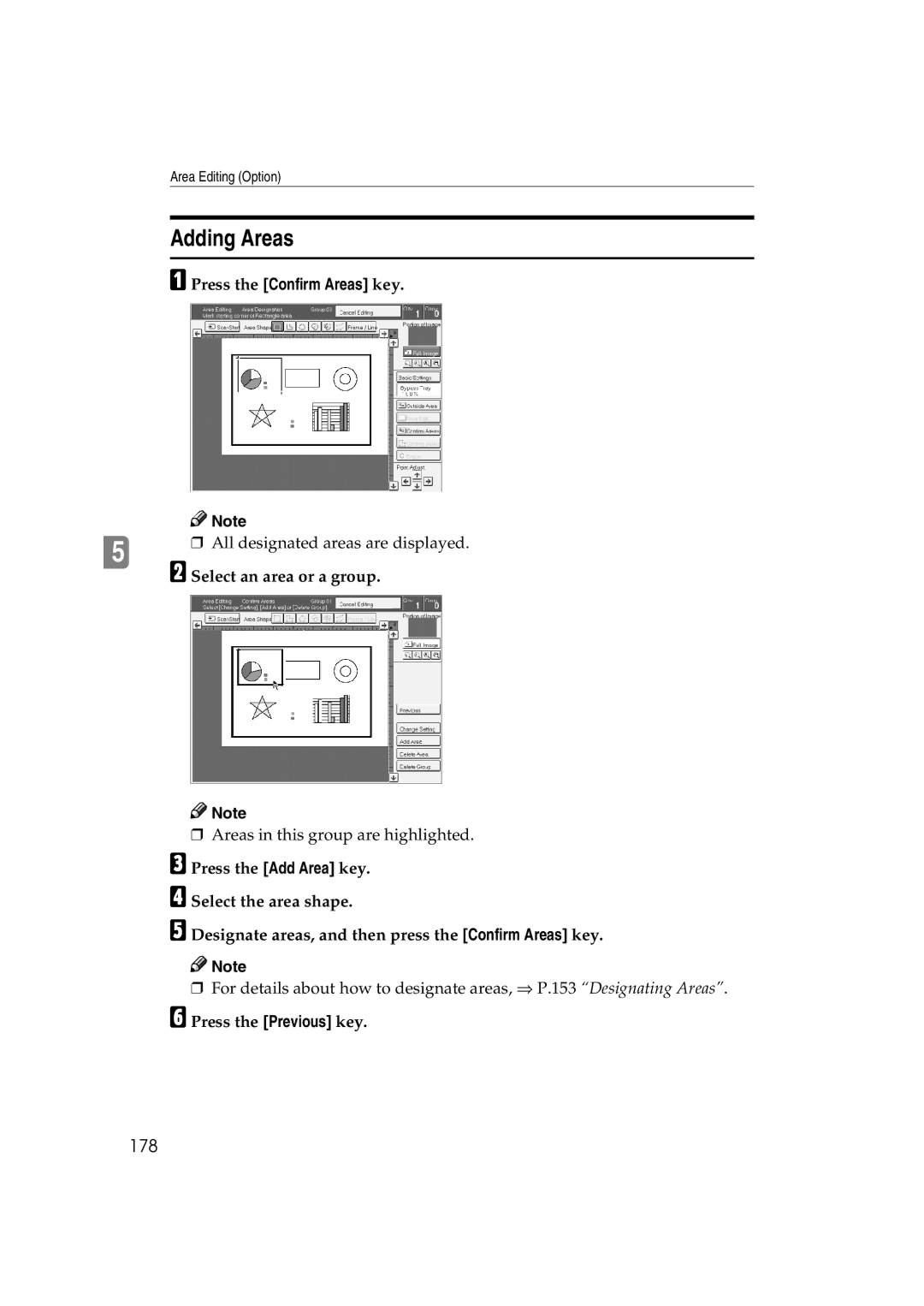 Ricoh 6513 manual Adding Areas, 178 