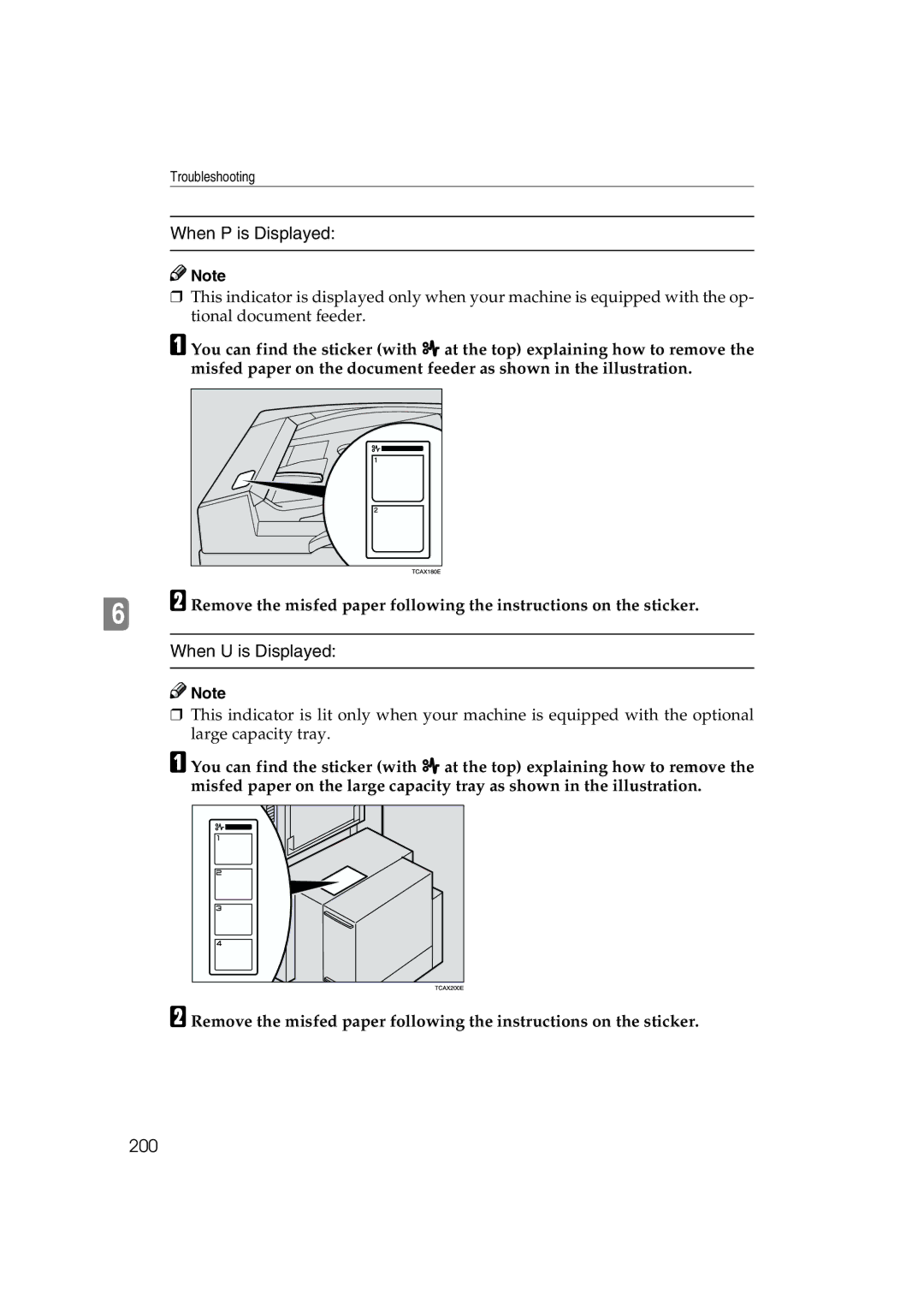 Ricoh 6513 manual When P is Displayed, 200 