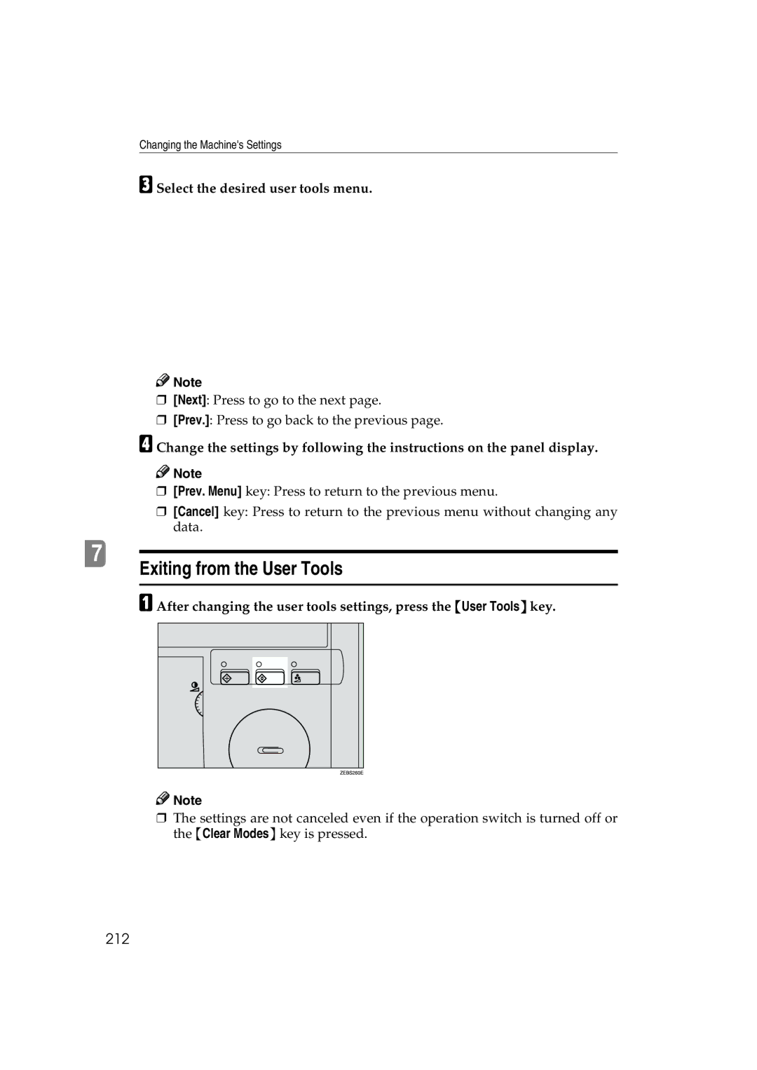 Ricoh 6513 manual Exiting from the User Tools, 212, Select the desired user tools menu 