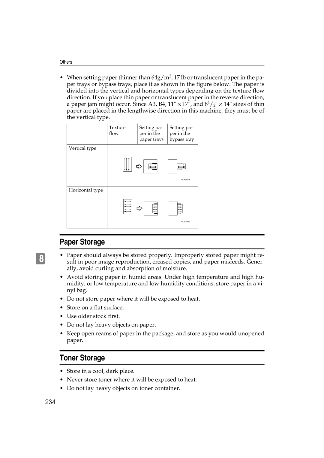 Ricoh 6513 manual Paper Storage, Toner Storage, 234 