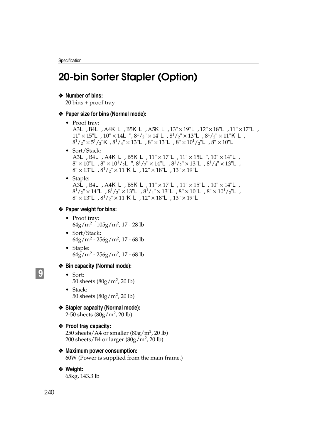 Ricoh 6513 manual Bin Sorter Stapler Option 