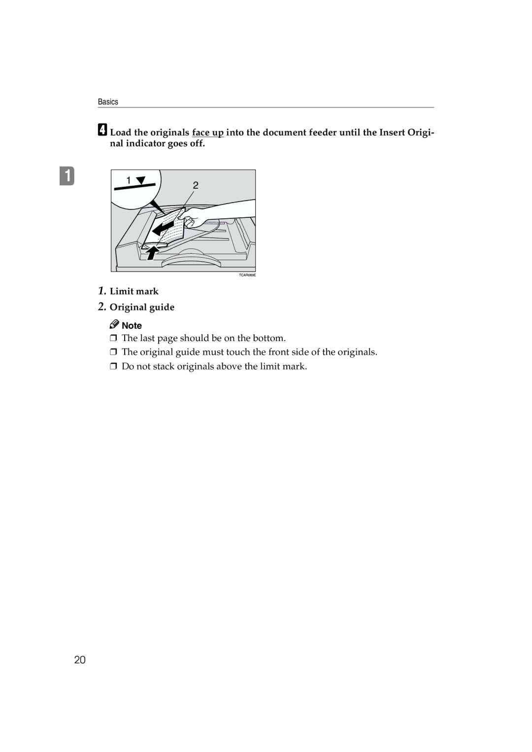 Ricoh 6513 manual Limit mark, Original guide 