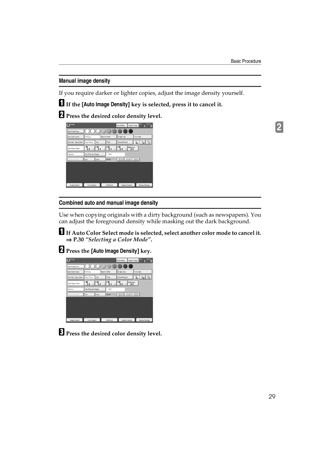 Ricoh 6513 Manual image density, Combined auto and manual image density 