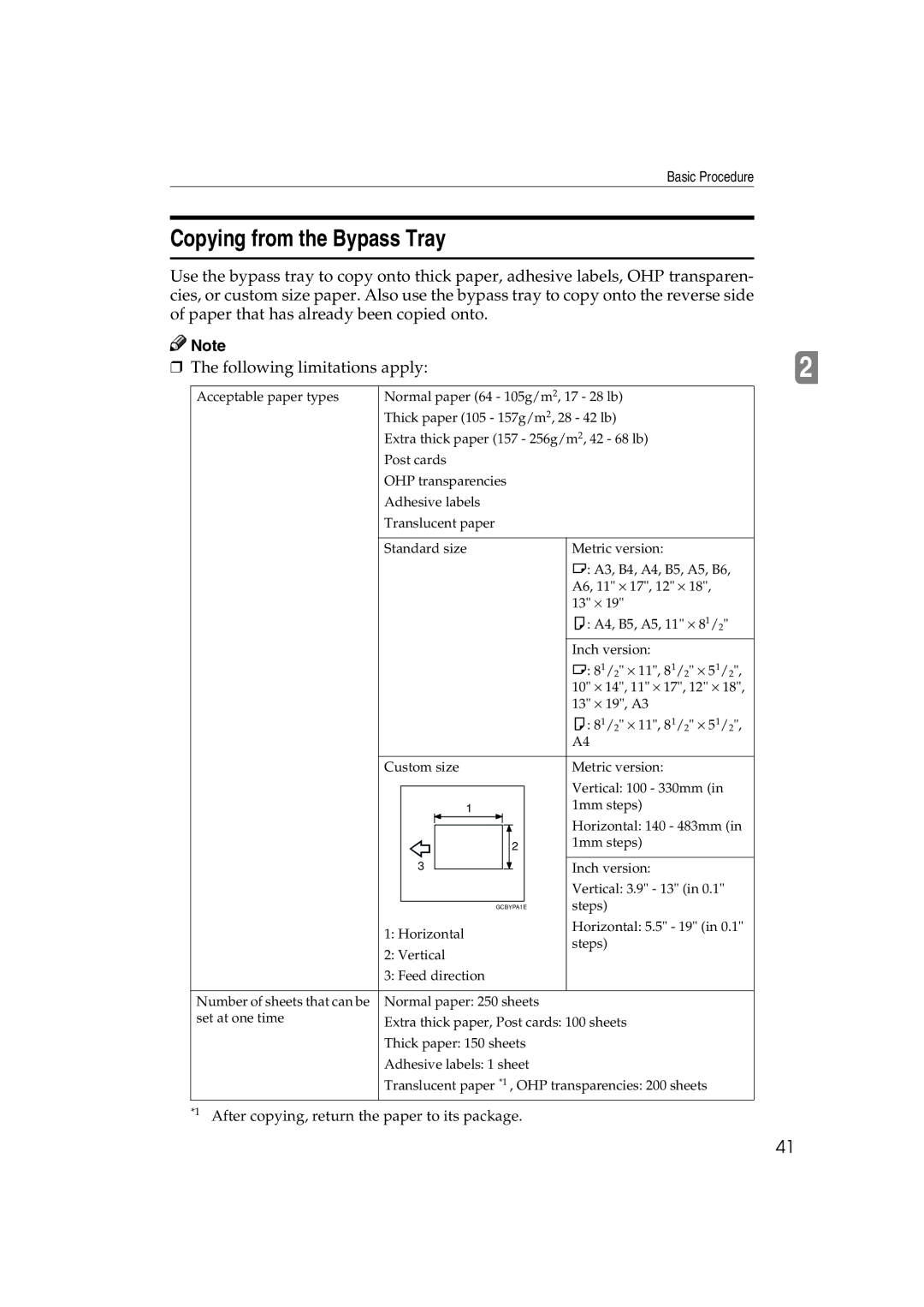 Ricoh 6513 manual Copying from the Bypass Tray 