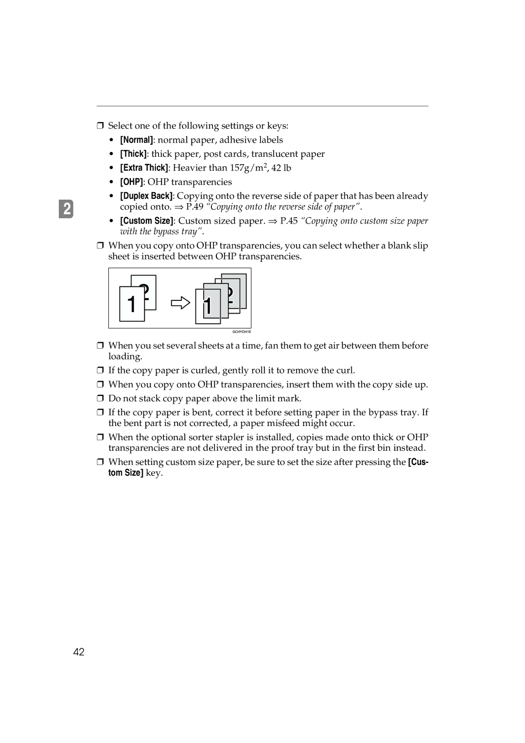 Ricoh 6513 manual Copied onto. ⇒ P.49 Copying onto the reverse side of paper 