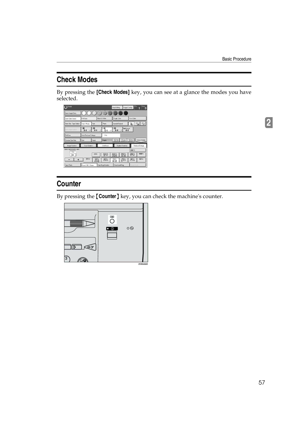 Ricoh 6513 manual Check Modes, Counter 