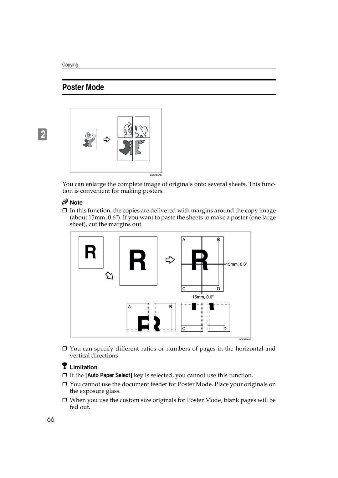 Ricoh 6513 manual Poster Mode, Limitation 