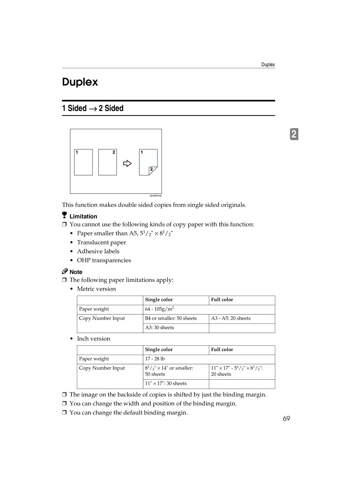 Ricoh 6513 manual Duplex, Sided → 2 Sided 