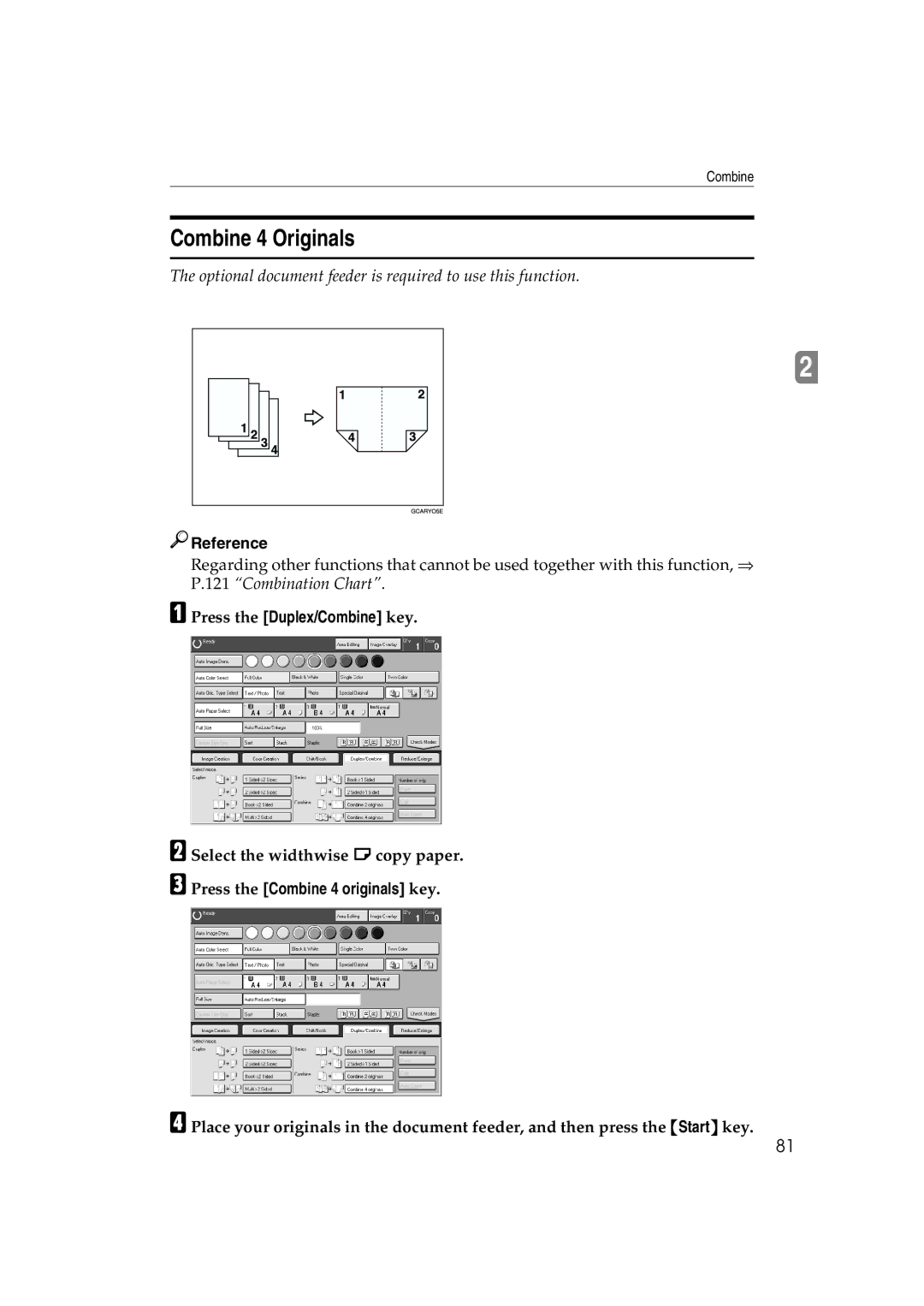 Ricoh 6513 manual Combine 4 Originals 