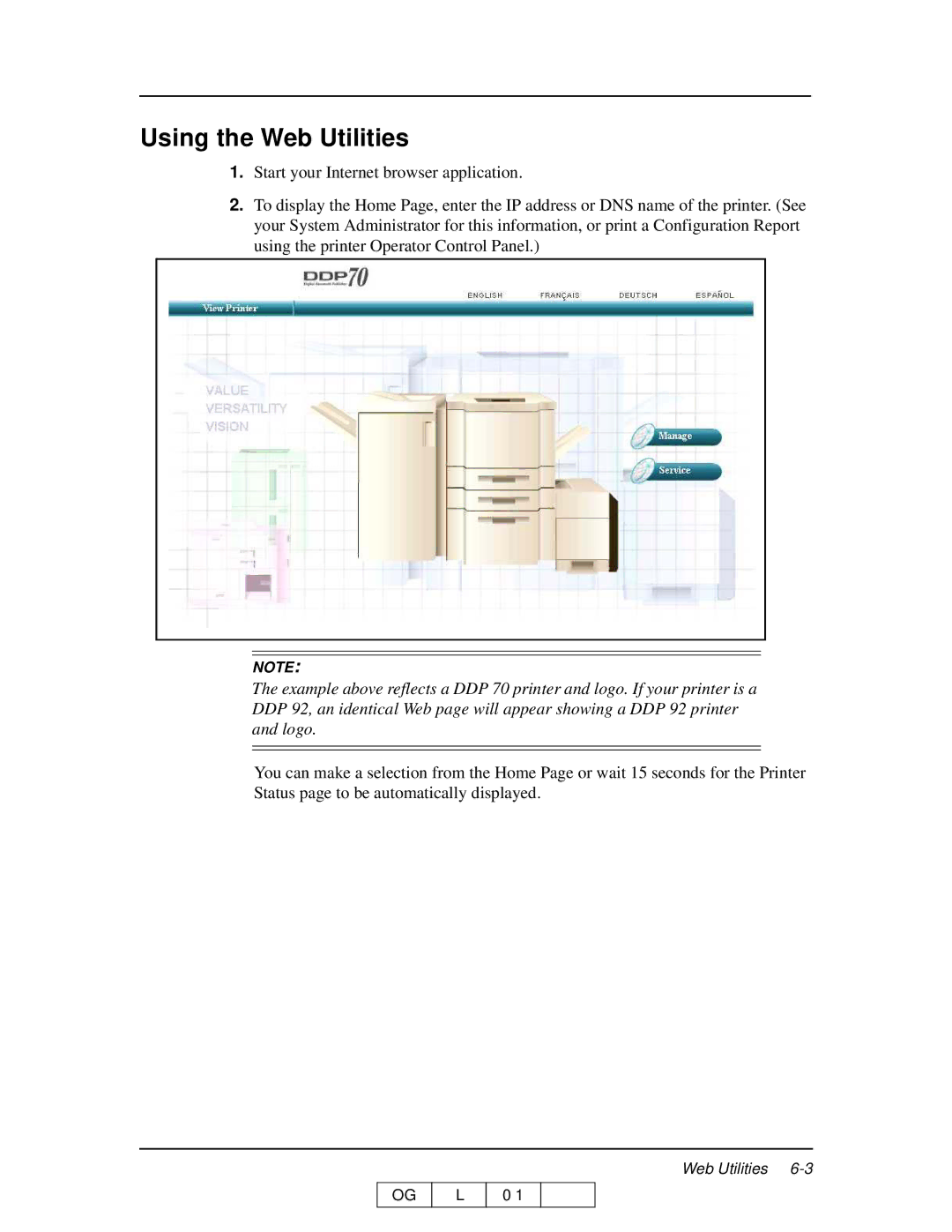 Ricoh 70 manual Using the Web Utilities 