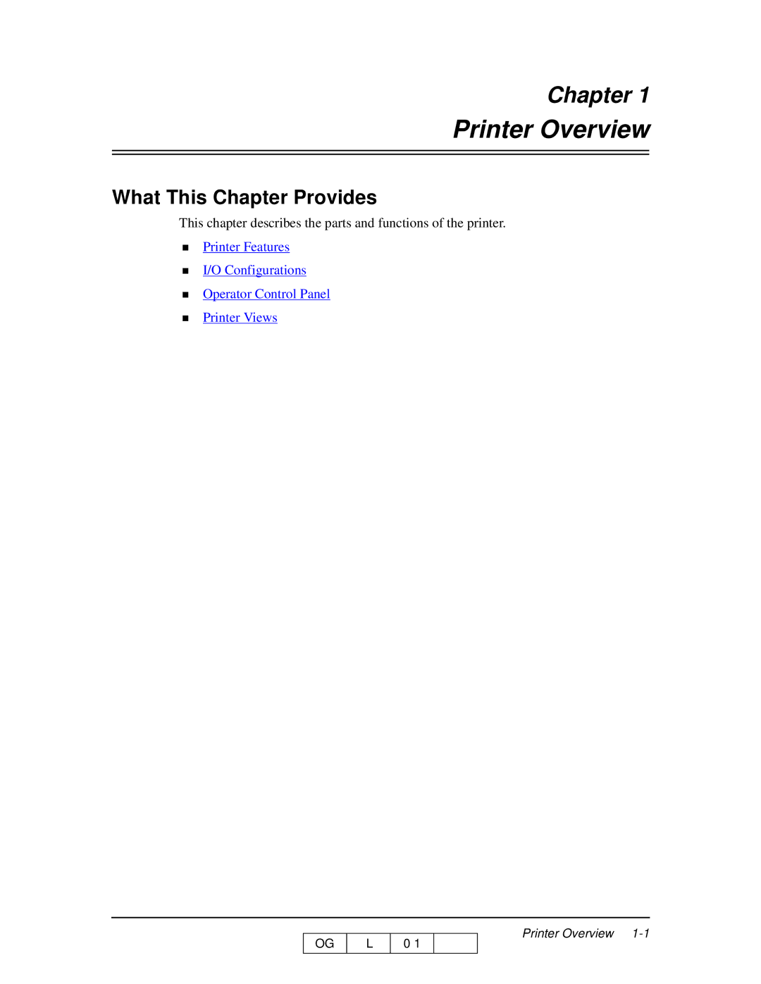 Ricoh 70 manual Printer Overview, What This Chapter Provides 