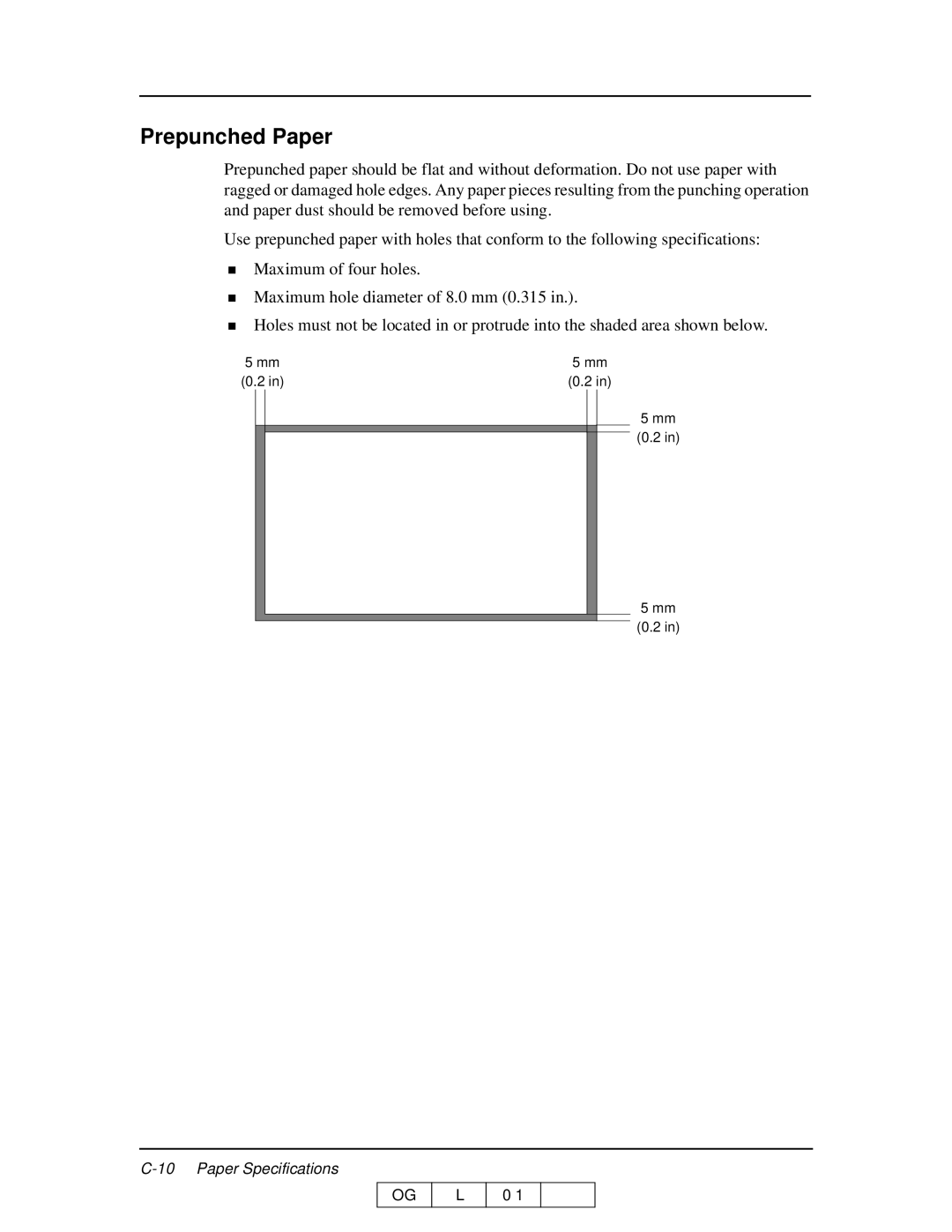 Ricoh 70 manual Prepunched Paper 