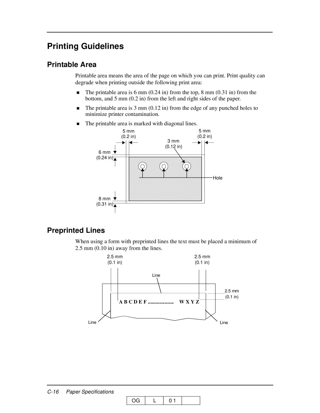 Ricoh 70 manual Printing Guidelines, Printable Area, Preprinted Lines 