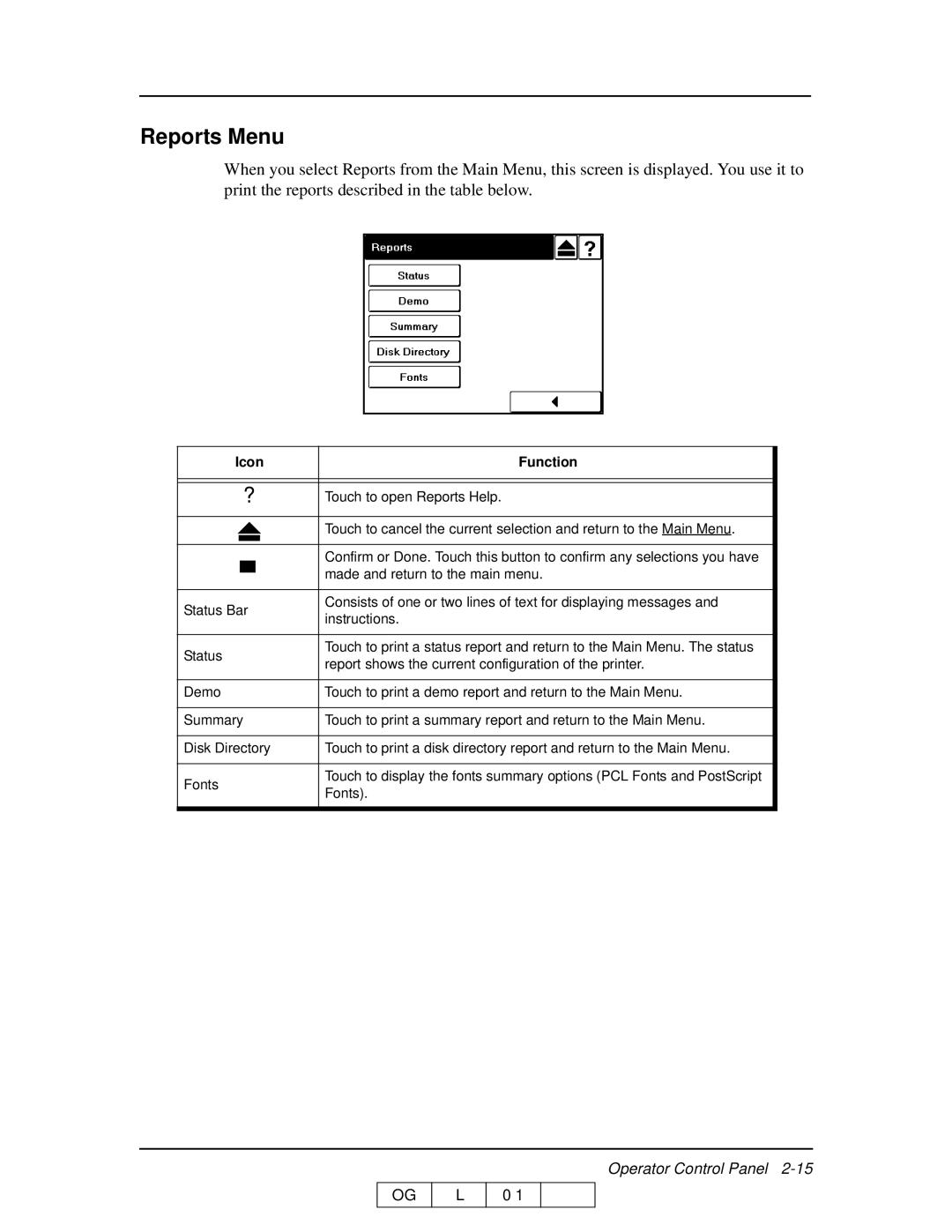 Ricoh 70 manual Reports Menu 