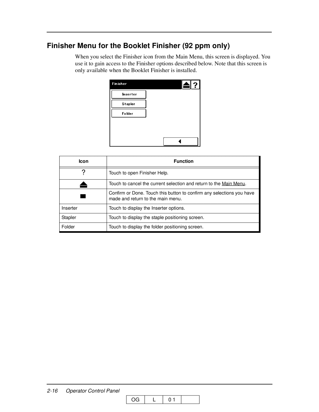 Ricoh 70 manual Finisher Menu for the Booklet Finisher 92 ppm only 