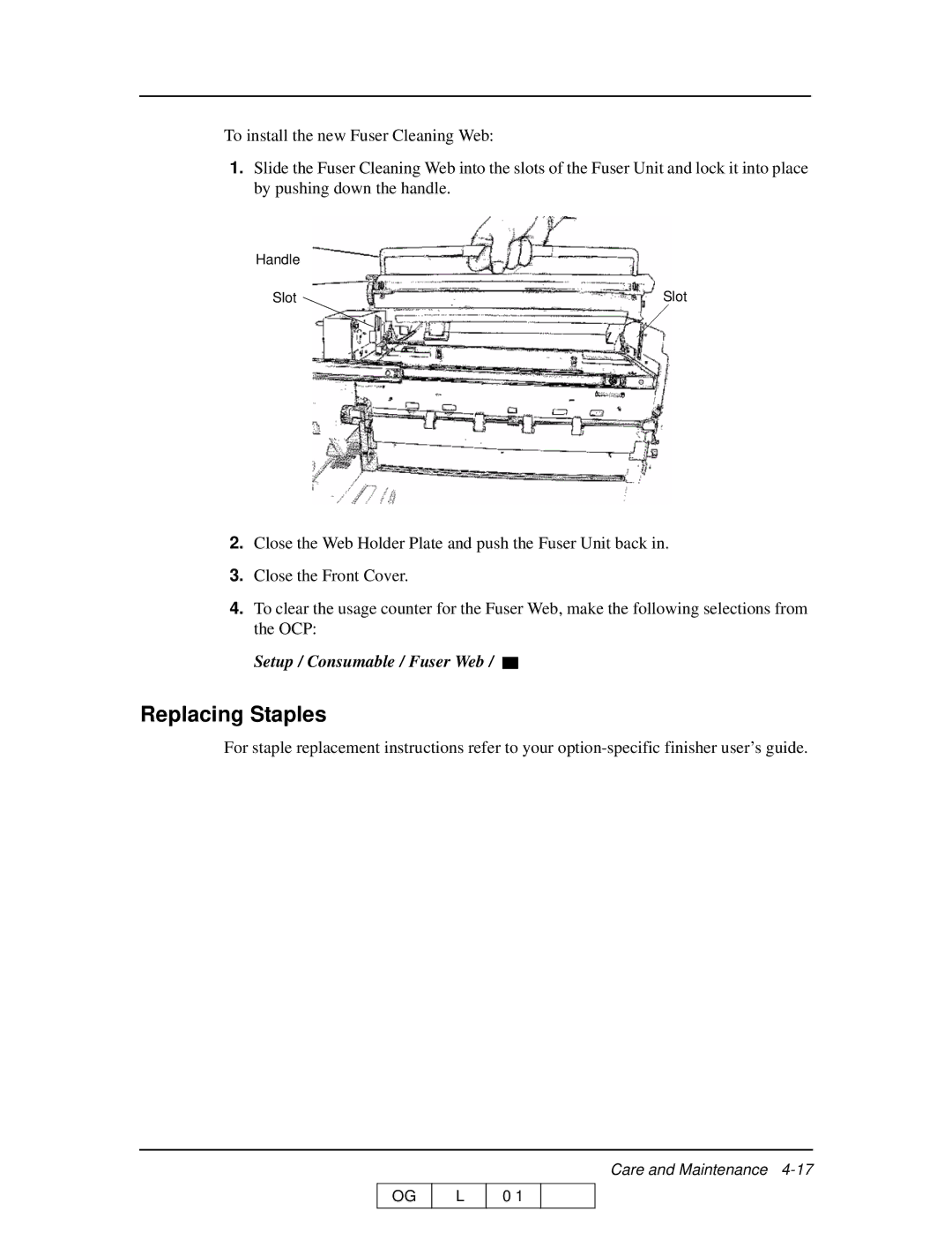 Ricoh 70 manual Replacing Staples 