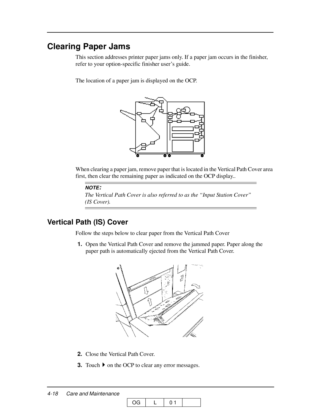 Ricoh 70 manual Clearing Paper Jams, Vertical Path is Cover 