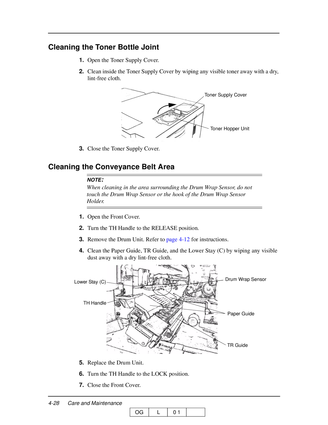 Ricoh 70 manual Cleaning the Toner Bottle Joint, Cleaning the Conveyance Belt Area 