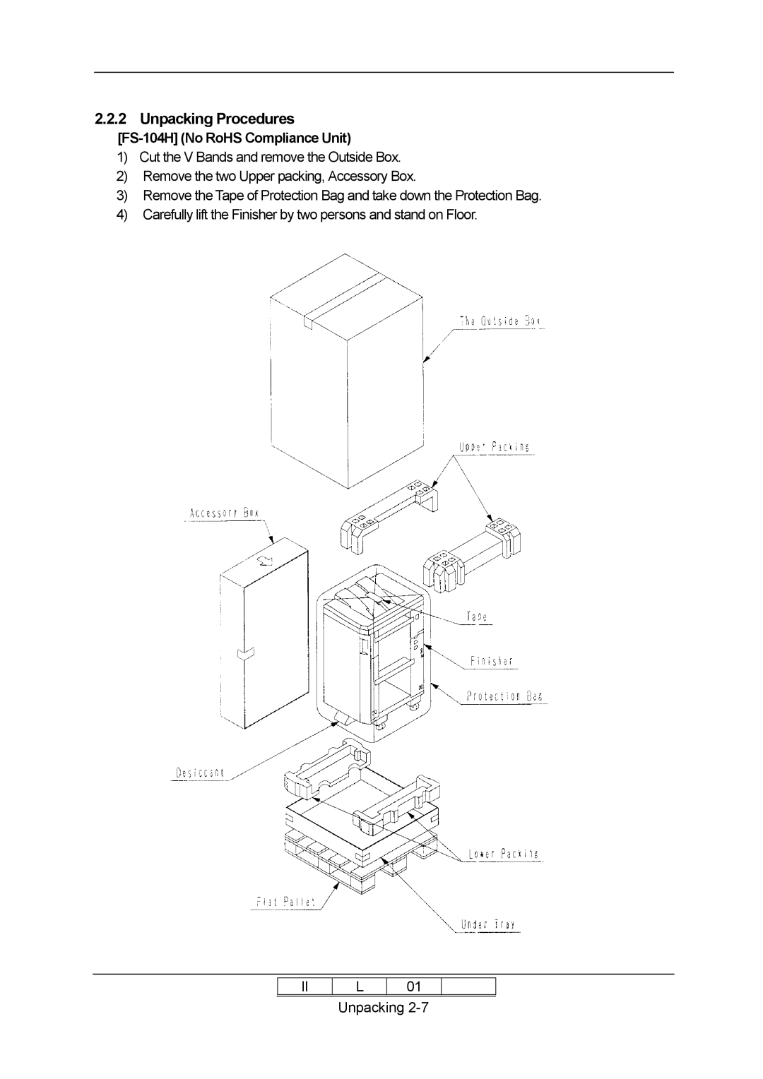 Ricoh 70E installation manual Unpacking Procedures 