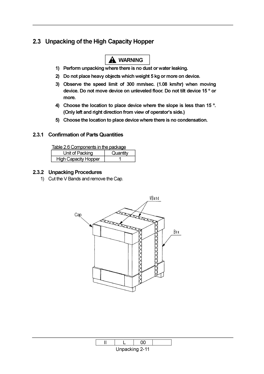 Ricoh 70E installation manual Unpacking of the High Capacity Hopper, Confirmation of Parts Quantities 